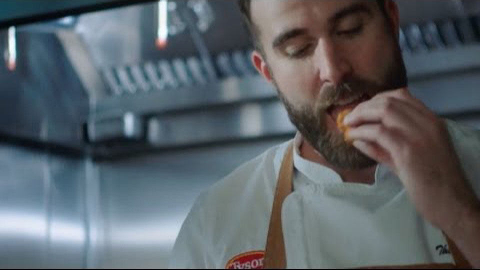 Tyson chef tasting a nugget